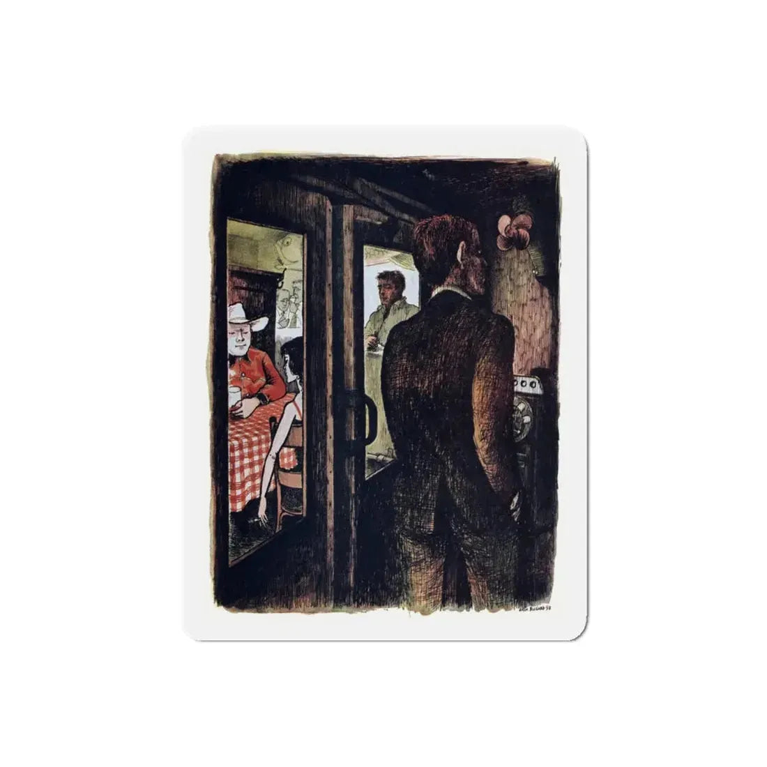 Stain of Suspicion (2), Cosmopolitan, April 1958 (Magazine Illustration) Refrigerator Magnet 6 Inch Die-Cut - The Sticker Space