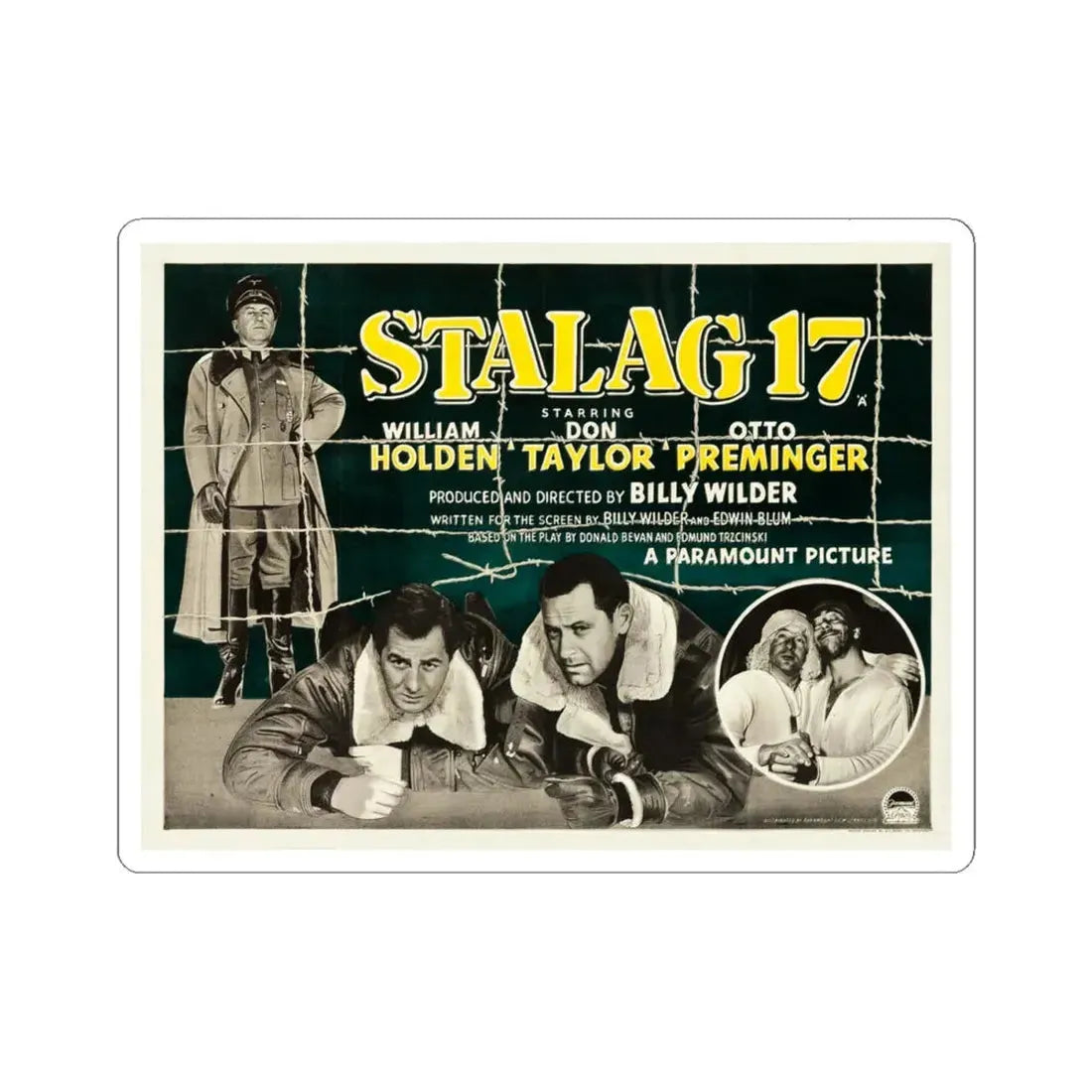 Stalag 17 1953 v2 Movie Poster - STICKER Vinyl Kiss-Cut Decal 4 Inch White - The Sticker Space