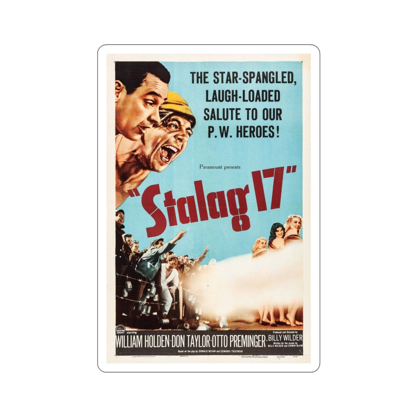 Stalag 17 1953 v3 Movie Poster STICKER Vinyl Die-Cut Decal-3 Inch-The Sticker Space