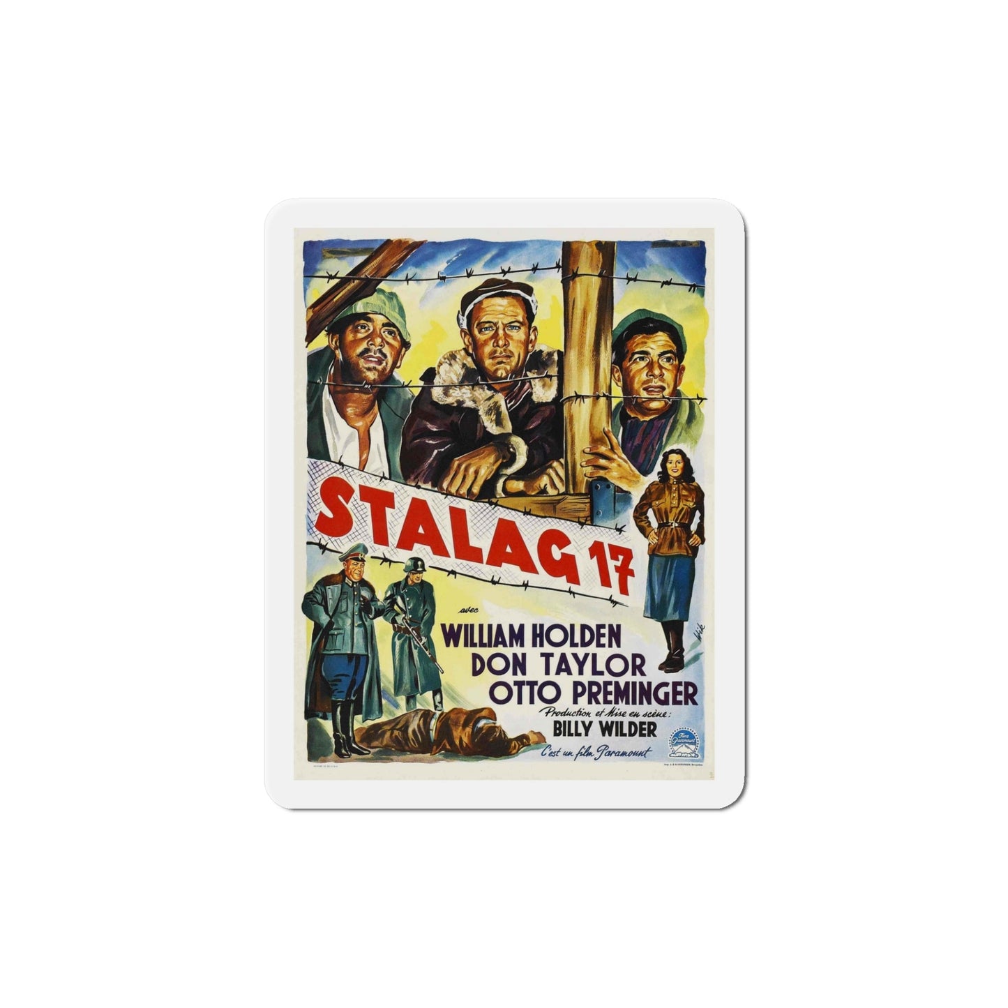 Stalag 17 1953 v4 Movie Poster Die-Cut Magnet-5 Inch-The Sticker Space