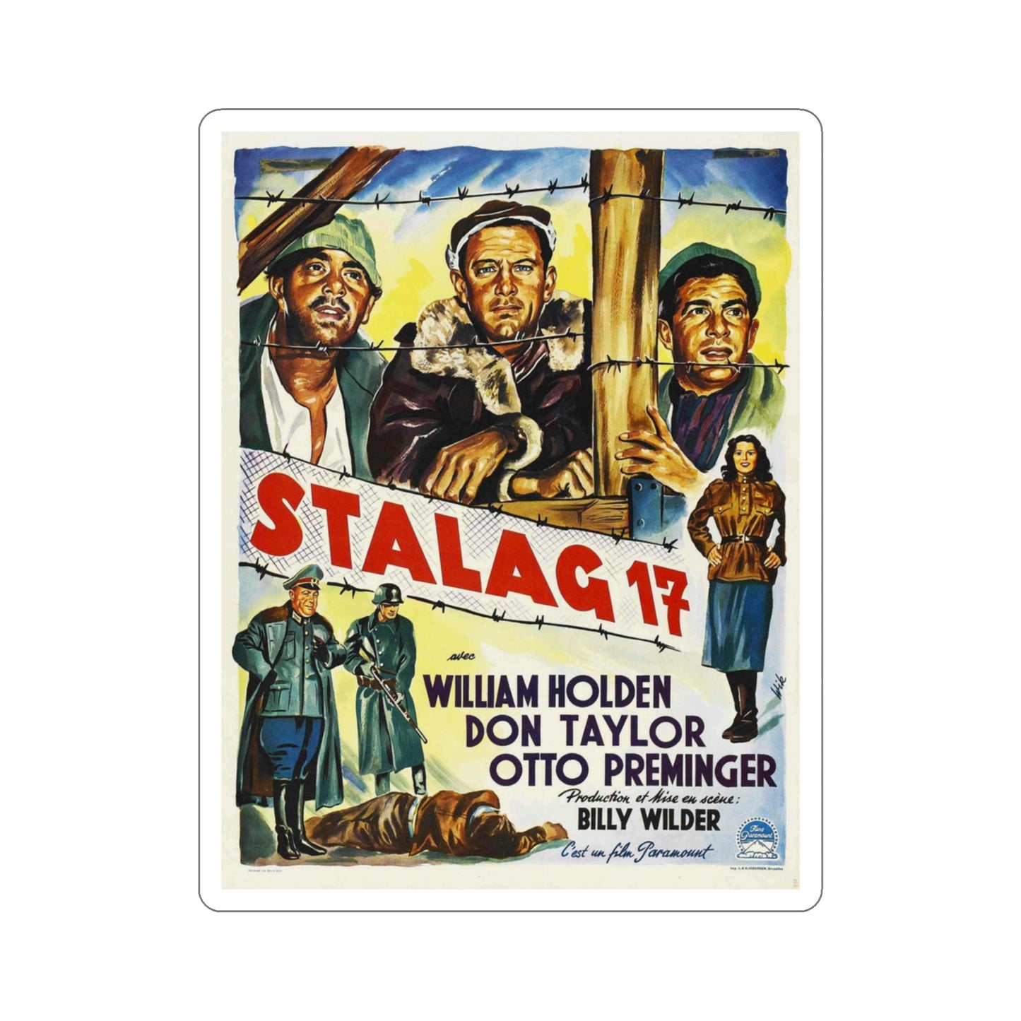 Stalag 17 1953 v4 Movie Poster STICKER Vinyl Die-Cut Decal-3 Inch-The Sticker Space