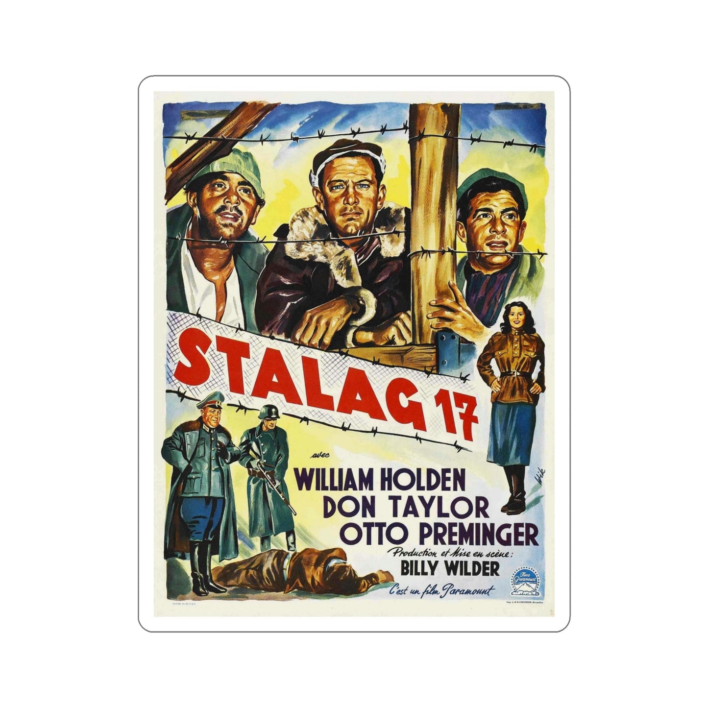 Stalag 17 1953 v4 Movie Poster STICKER Vinyl Die-Cut Decal-5 Inch-The Sticker Space