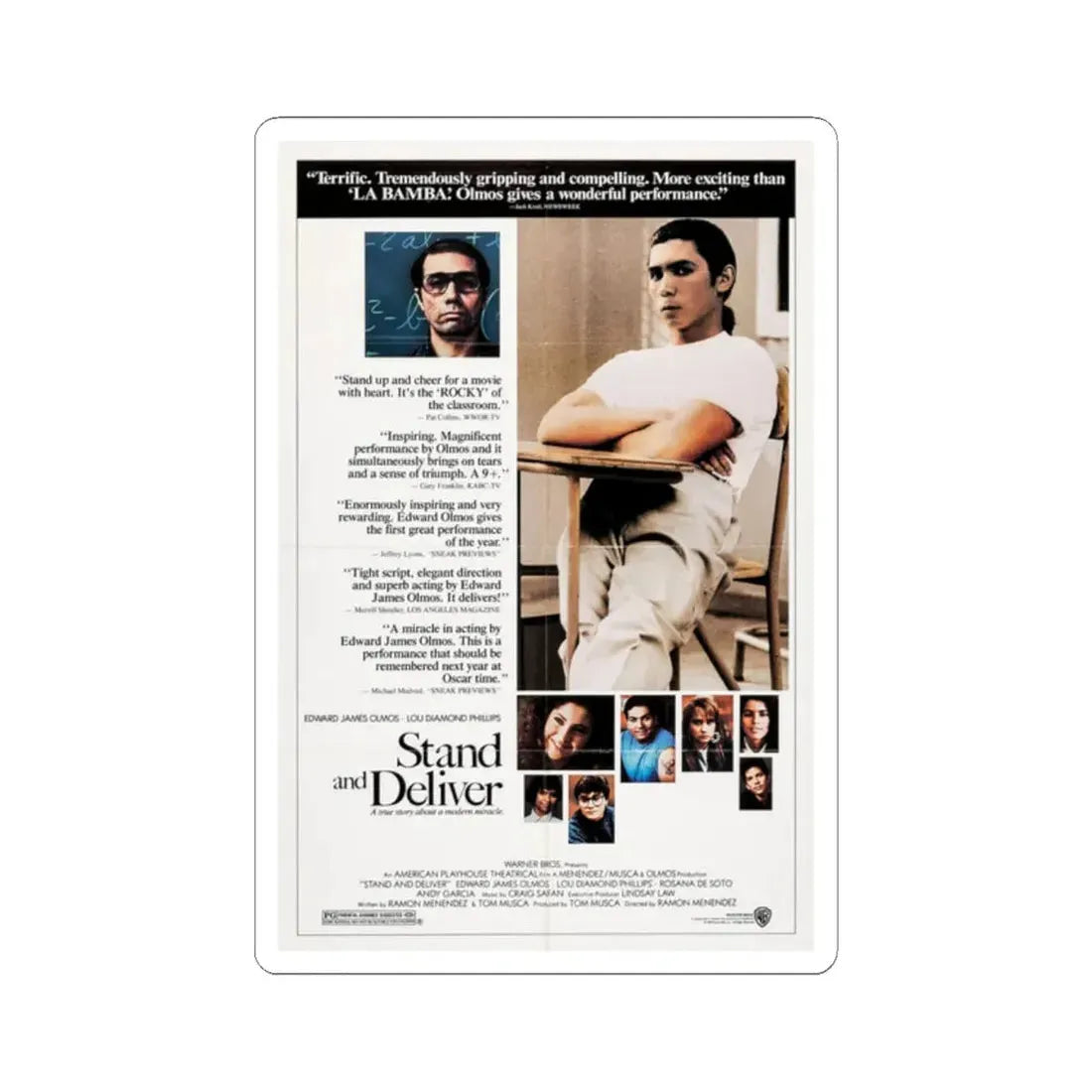 Stand and Deliver 1988 Movie Poster - STICKER Vinyl Kiss-Cut Decal 2 Inch White - The Sticker Space