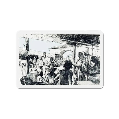 Stand Thou Still (1), Blue Book Magazine, July 1941 (Magazine Illustration) Refrigerator Magnet 2 Inch Die-Cut - The Sticker Space