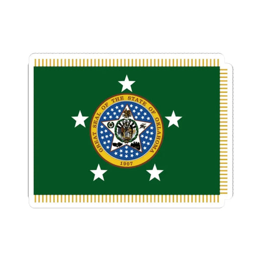 Standard of the Governor of Oklahoma With Fringe (United States) STICKER Vinyl Kiss-Cut Decal 2 Inch White - The Sticker Space