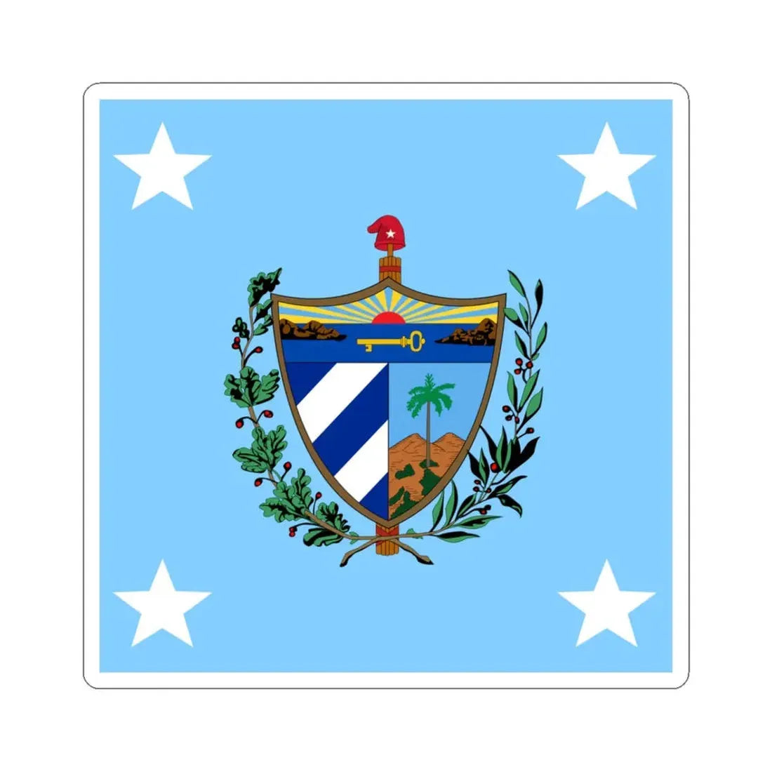 Standard of the President of Cuba 1909-1929 Afloat (Cuba) STICKER Vinyl Kiss-Cut Decal 3 Inch White - The Sticker Space