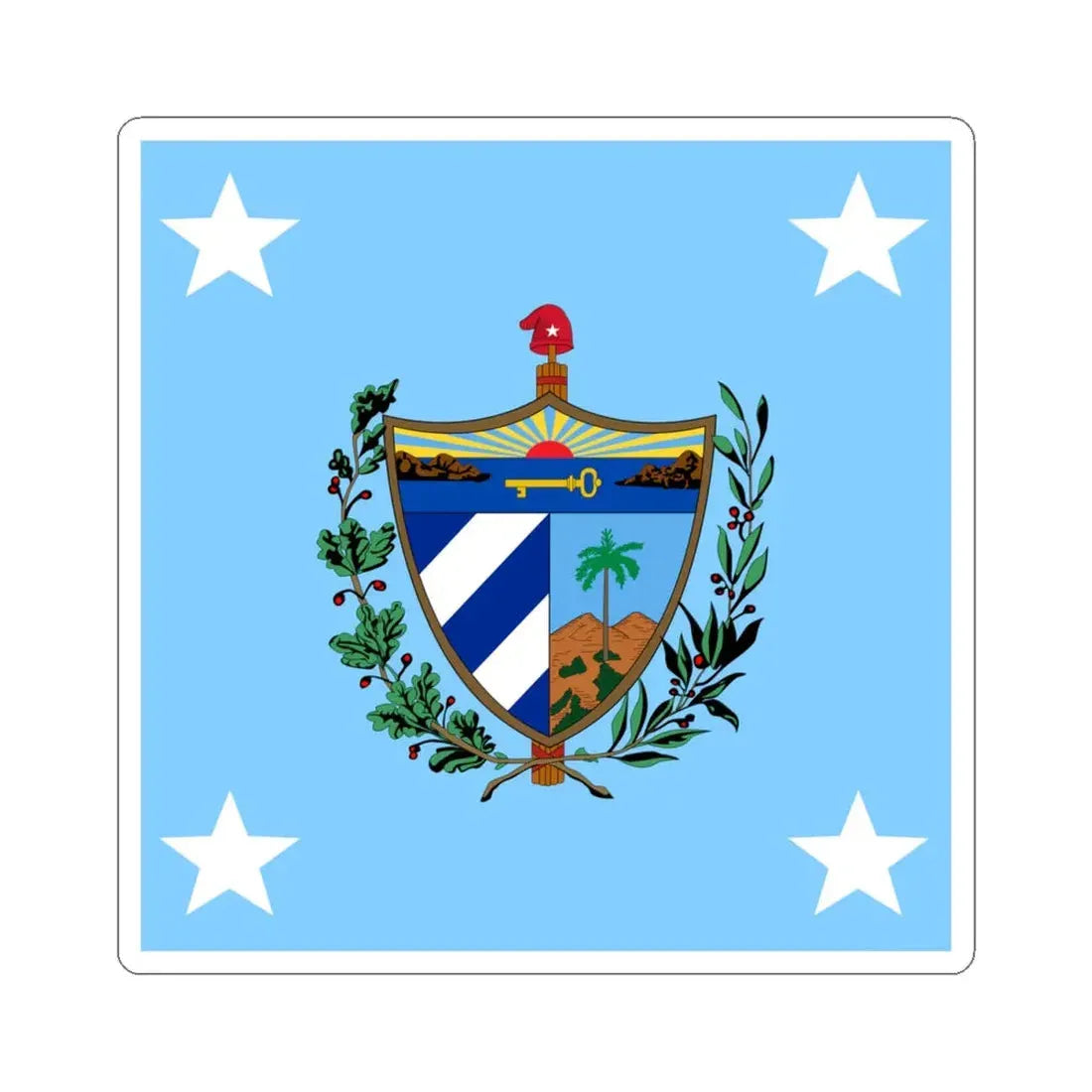 Standard of the President of Cuba 1909-1929 Afloat (Cuba) STICKER Vinyl Kiss-Cut Decal 4 Inch White - The Sticker Space