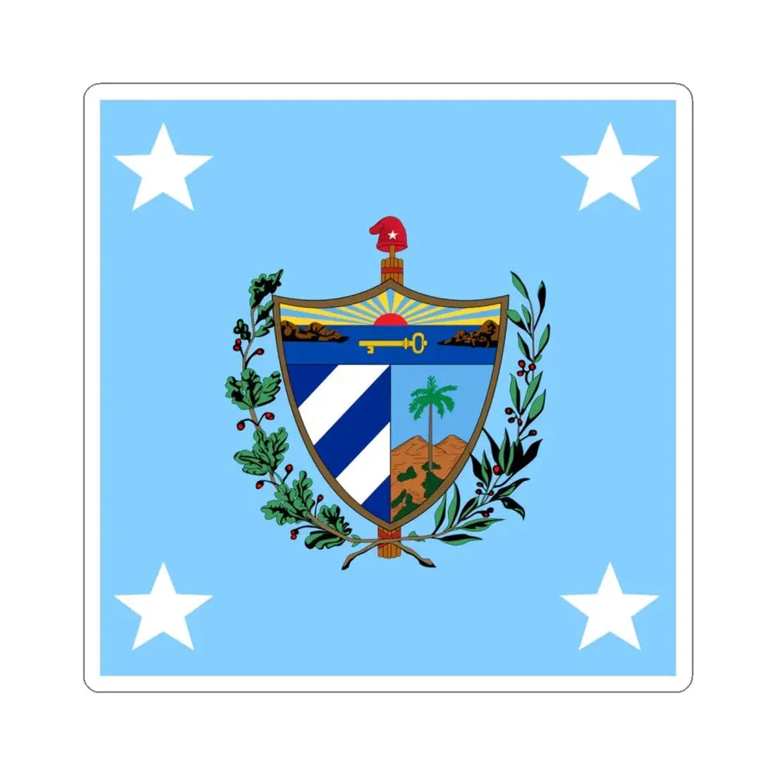 Standard of the President of Cuba 1909-1929 Afloat (Cuba) STICKER Vinyl Kiss-Cut Decal 6 Inch White - The Sticker Space