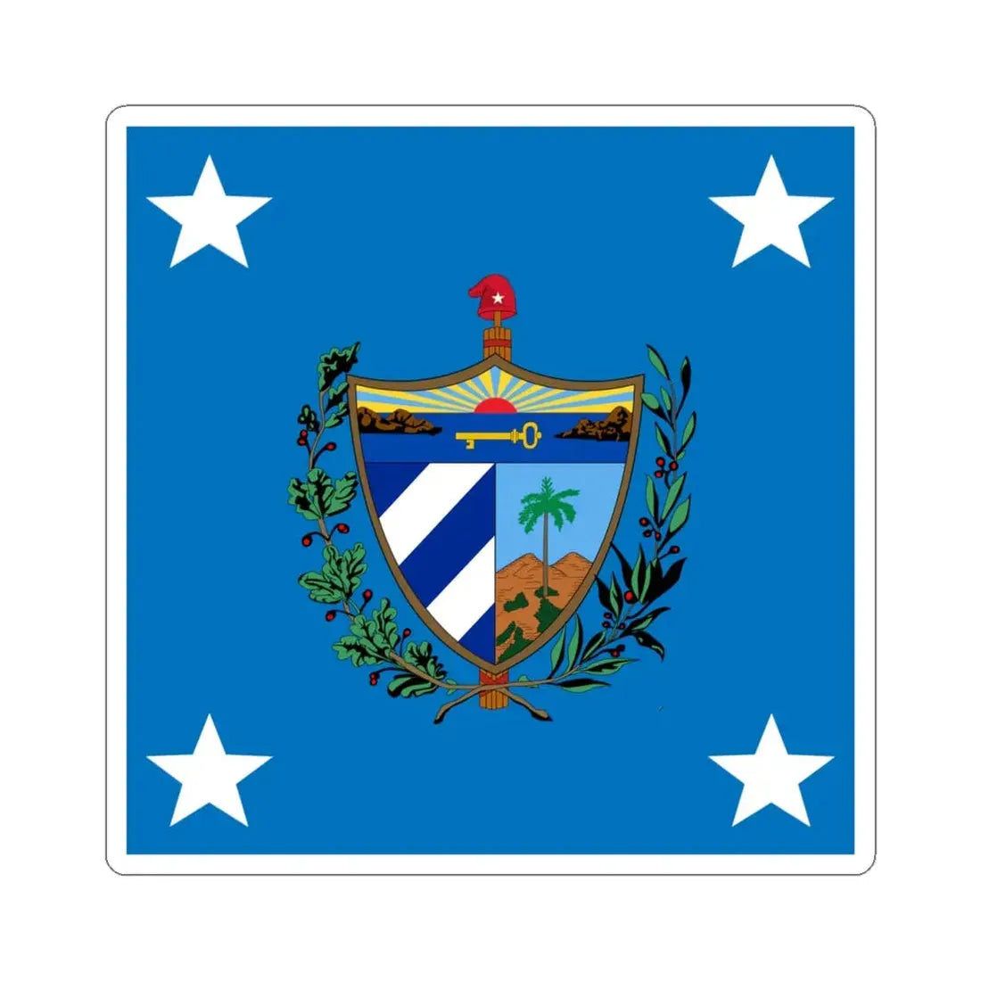 Standard of the President of Cuba 1909-1929 (Cuba) STICKER Vinyl Kiss-Cut Decal 4 Inch White - The Sticker Space