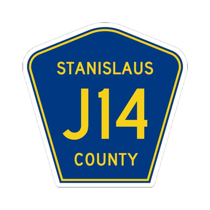 Stanislaus County J14 (California) (Road Sign) STICKER Vinyl Kiss-Cut Decal 4 Inch White - The Sticker Space