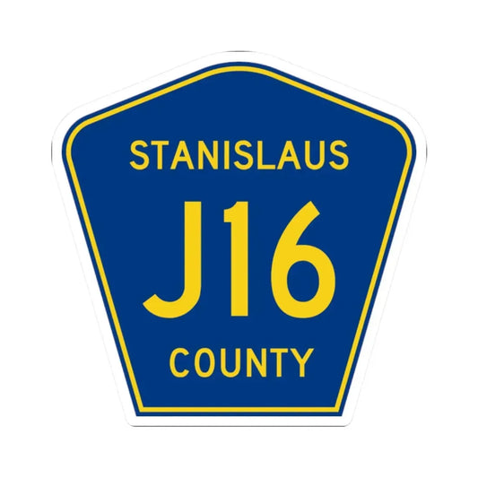 Stanislaus County J16 (California) (Road Sign) STICKER Vinyl Kiss-Cut Decal 2 Inch White - The Sticker Space