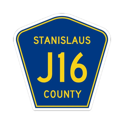 Stanislaus County J16 (California) (Road Sign) STICKER Vinyl Kiss-Cut Decal 4 Inch White - The Sticker Space
