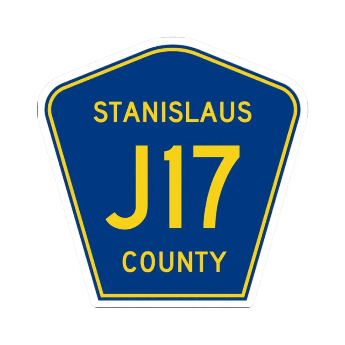 Stanislaus County J17 (California) (Road Sign) STICKER Vinyl Kiss-Cut Decal 2 Inch White - The Sticker Space