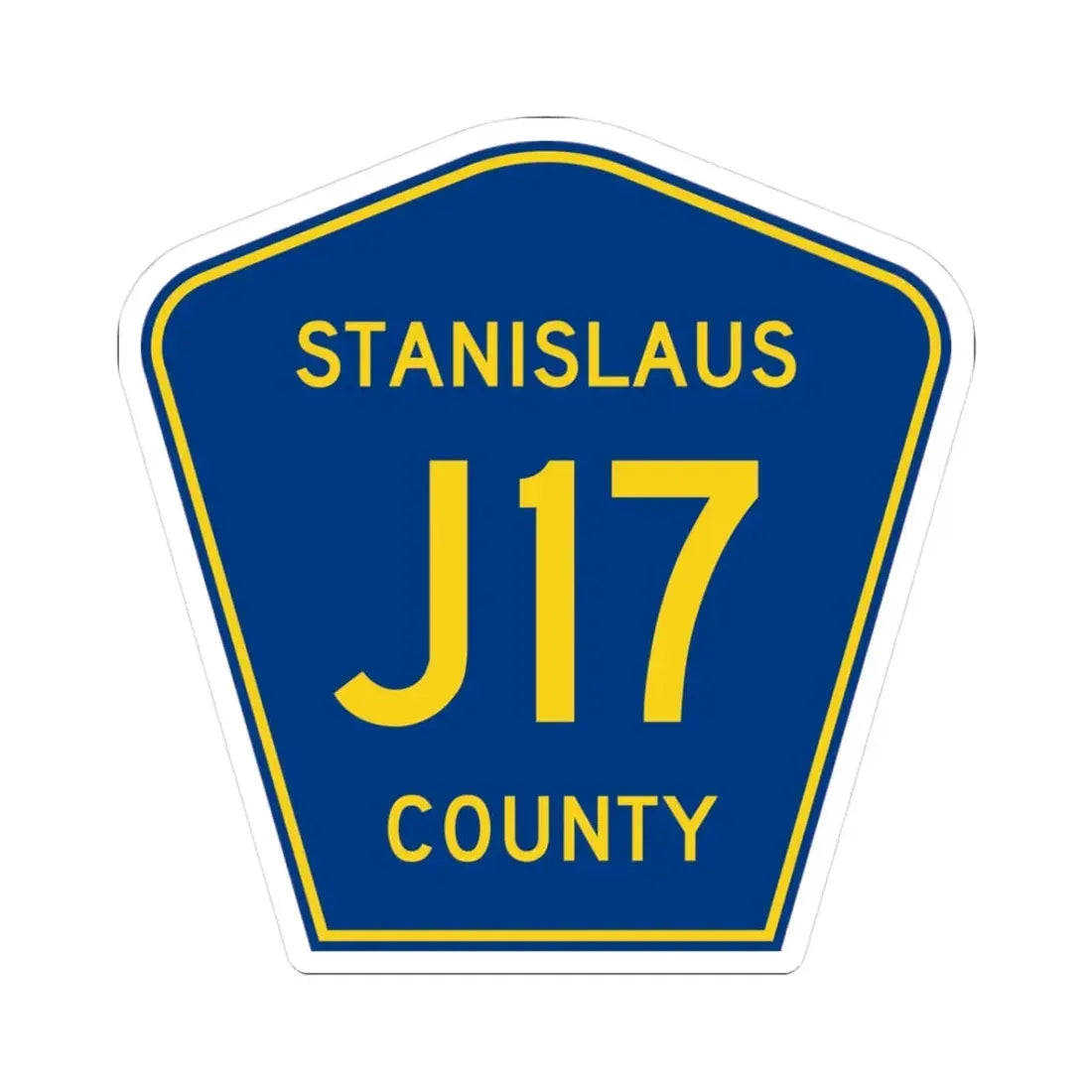 Stanislaus County J17 (California) (Road Sign) STICKER Vinyl Kiss-Cut Decal 3 Inch White - The Sticker Space