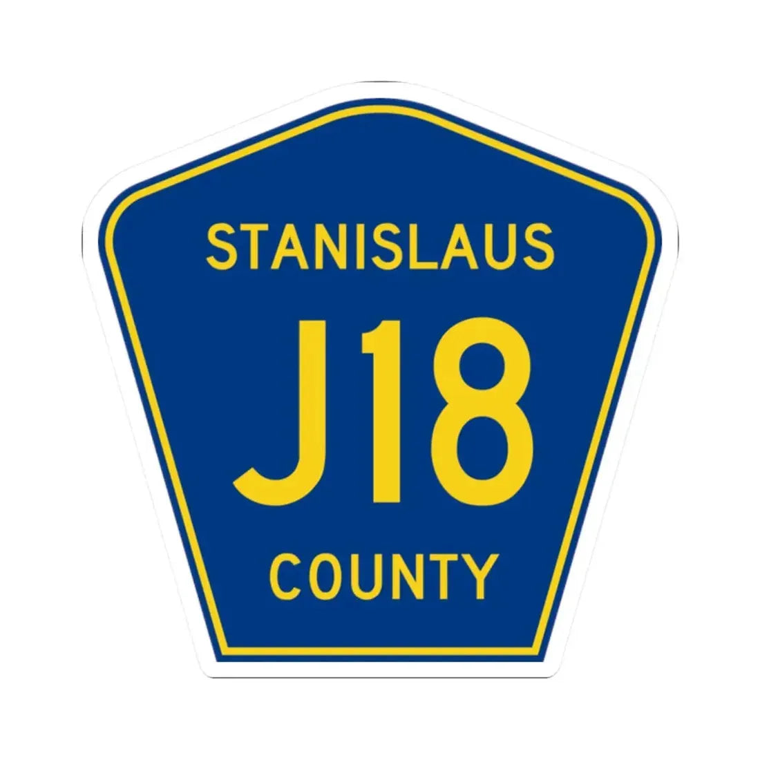 Stanislaus County J18 (California) (Road Sign) STICKER Vinyl Kiss-Cut Decal 2 Inch White - The Sticker Space