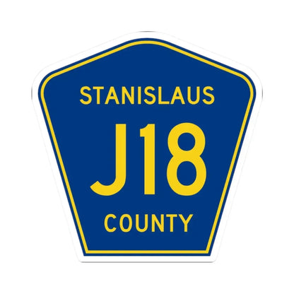 Stanislaus County J18 (California) (Road Sign) STICKER Vinyl Kiss-Cut Decal 2 Inch White - The Sticker Space