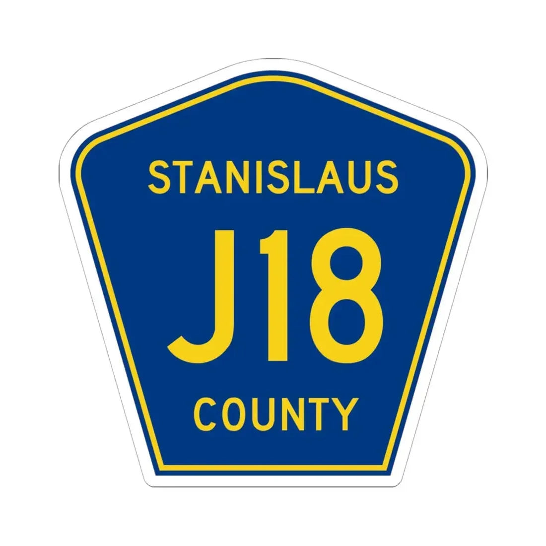 Stanislaus County J18 (California) (Road Sign) STICKER Vinyl Kiss-Cut Decal 6 Inch White - The Sticker Space
