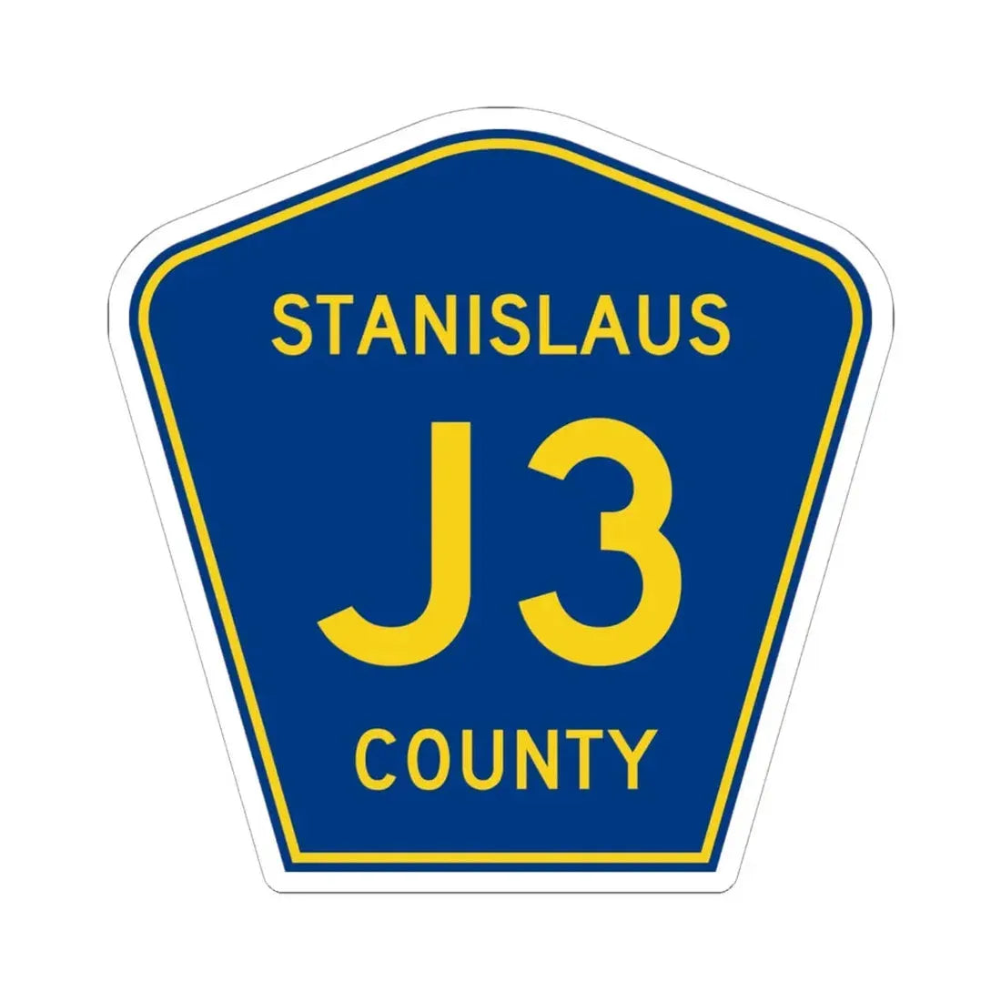 Stanislaus County J3 (California) (Road Sign) STICKER Vinyl Kiss-Cut Decal 6 Inch White - The Sticker Space