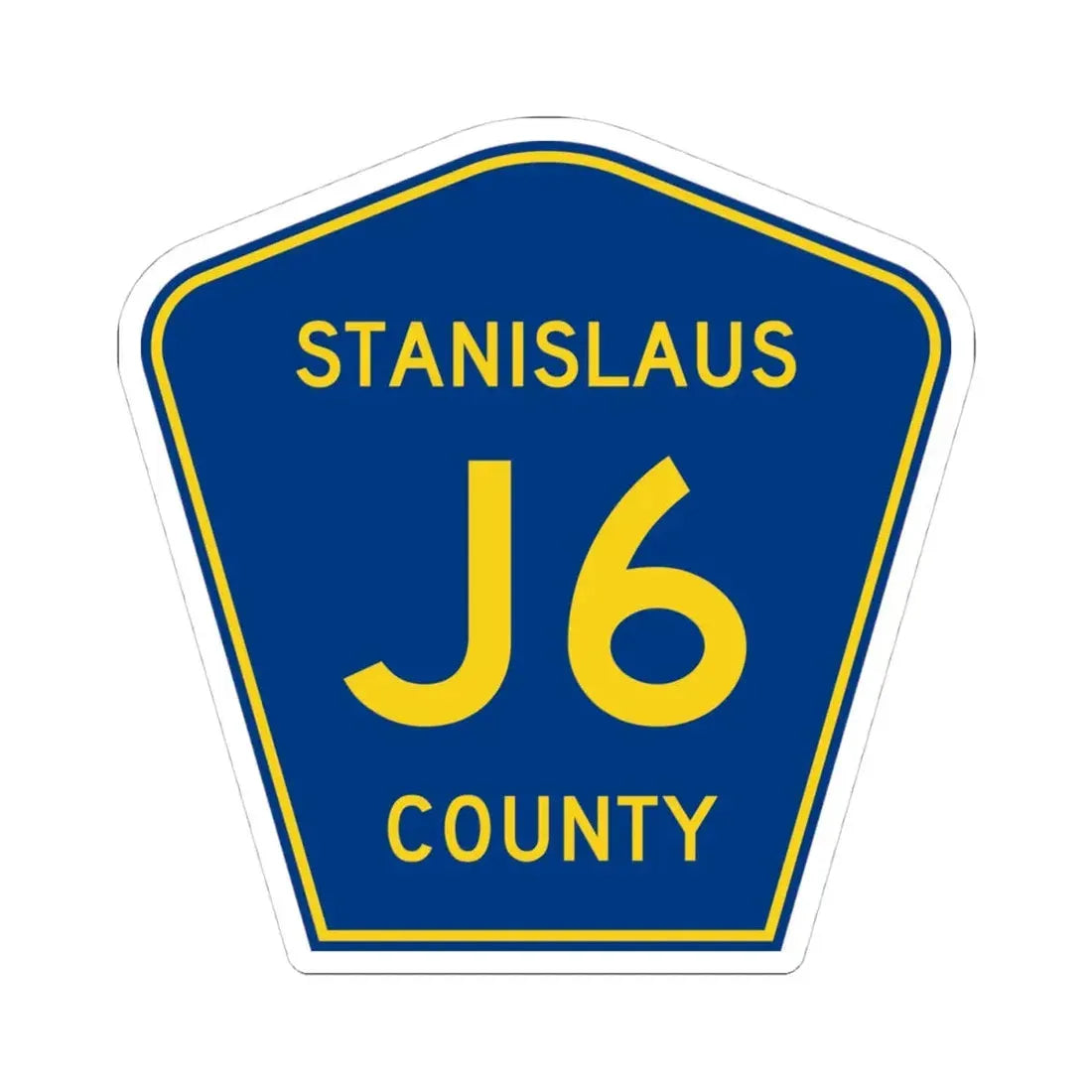 Stanislaus County J6 (California) (Road Sign) STICKER Vinyl Kiss-Cut Decal 4 Inch White - The Sticker Space