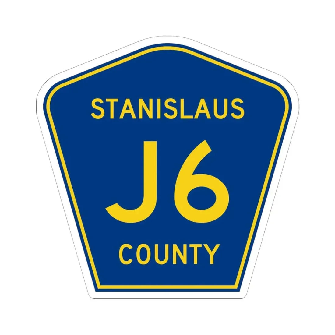 Stanislaus County J6 (California) (Road Sign) STICKER Vinyl Kiss-Cut Decal 6 Inch White - The Sticker Space