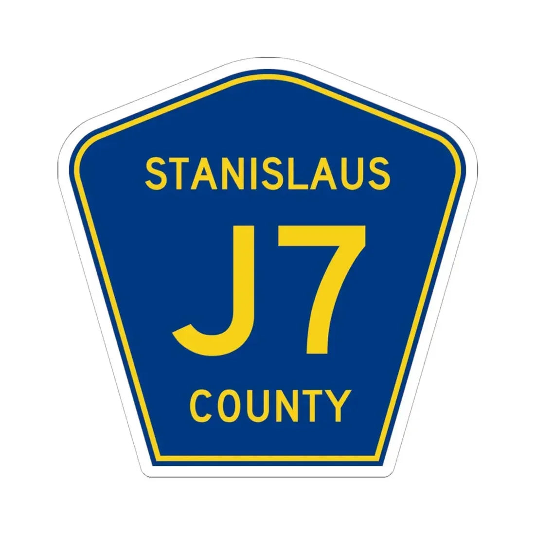 Stanislaus County J7 (California) (Road Sign) STICKER Vinyl Kiss-Cut Decal 6 Inch White - The Sticker Space