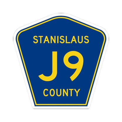 Stanislaus County J9 (California) (Road Sign) STICKER Vinyl Kiss-Cut Decal 3 Inch White - The Sticker Space