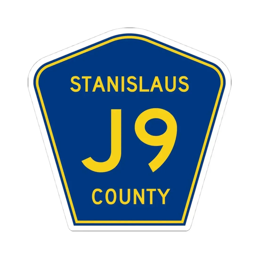 Stanislaus County J9 (California) (Road Sign) STICKER Vinyl Kiss-Cut Decal 4 Inch White - The Sticker Space