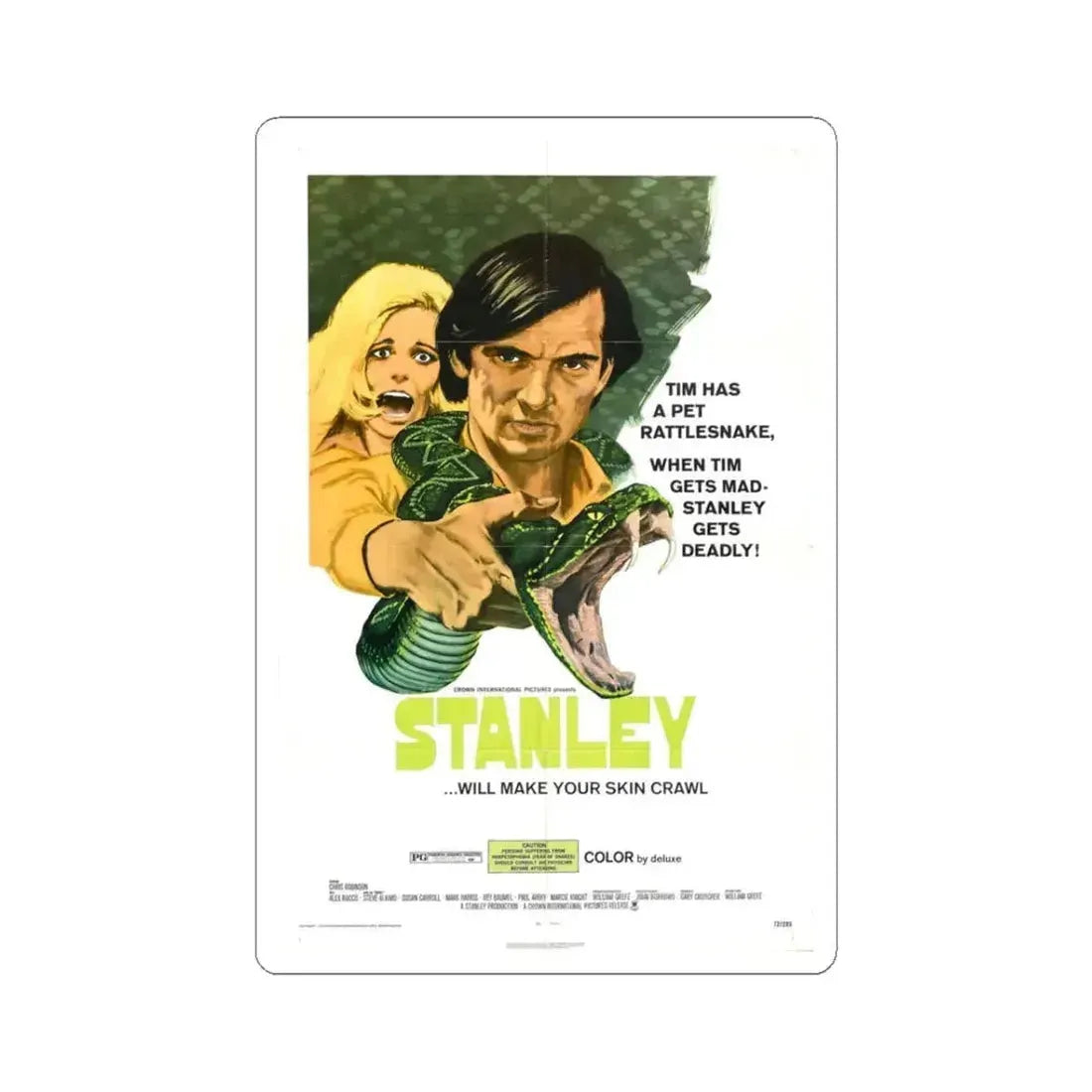 STANLEY 1972 Movie Poster - STICKER Vinyl Kiss-Cut Decal 3 Inch White - The Sticker Space