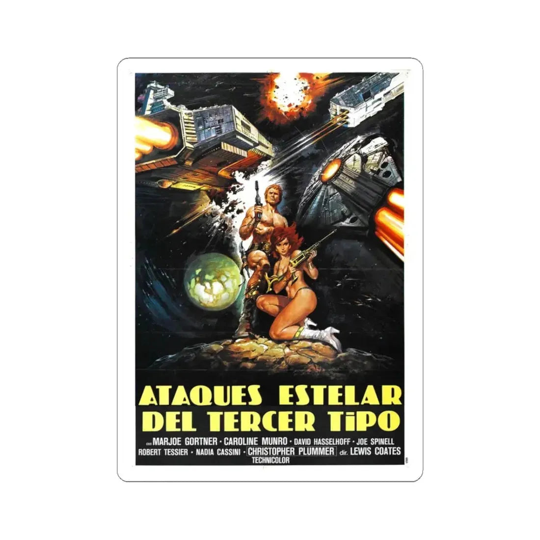 STAR CRASH (3) 1978 Movie Poster - STICKER Vinyl Kiss-Cut Decal 3 Inch White - The Sticker Space