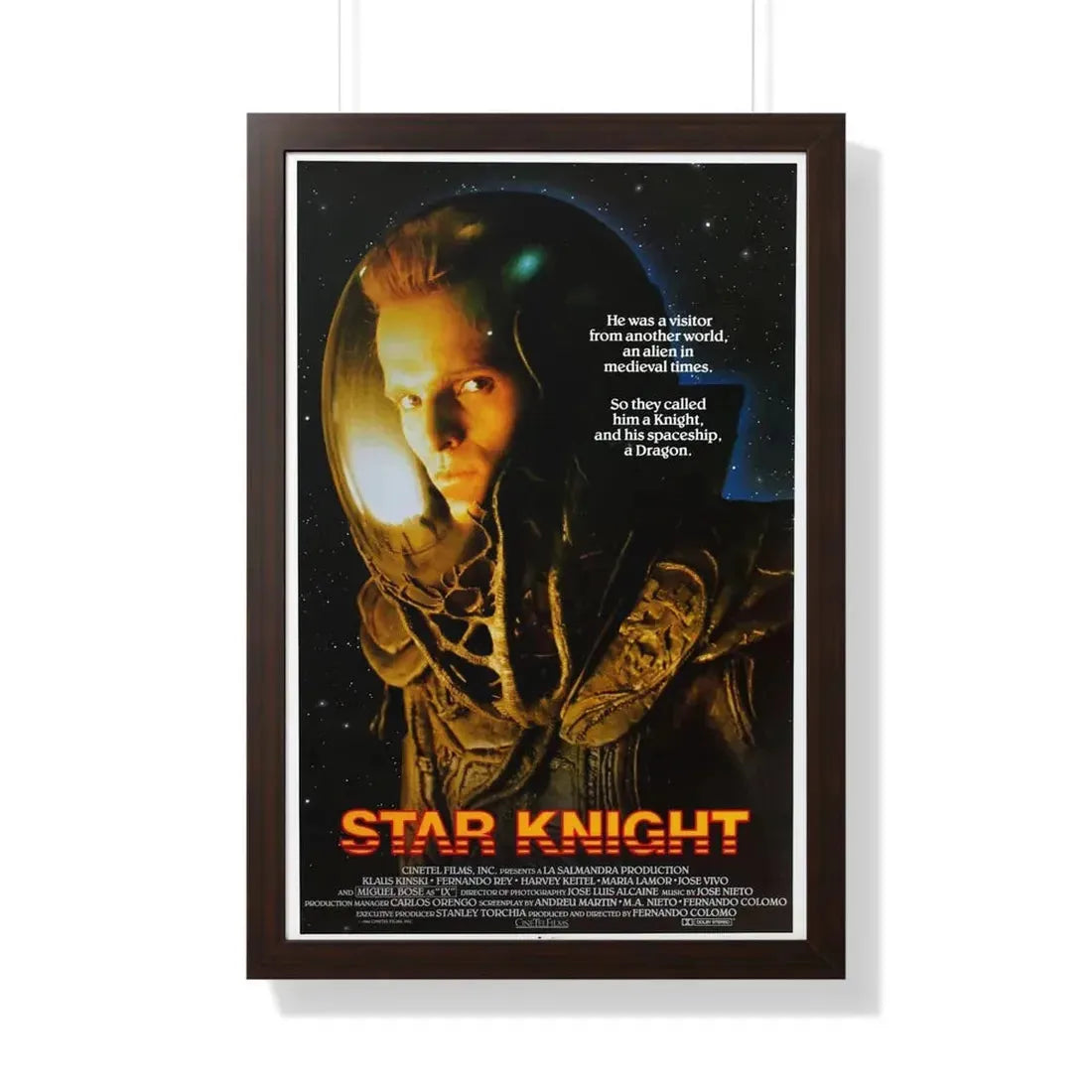 STAR KNIGHT 1985 - Framed Movie Poster 20" x 30" Walnut - The Sticker Space