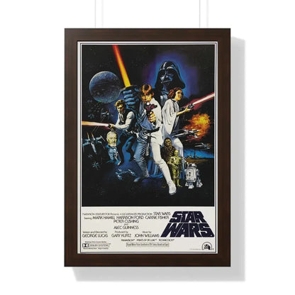 STAR WARS (3) 1977 - Framed Movie Poster 16″ x 24″ Walnut - The Sticker Space
