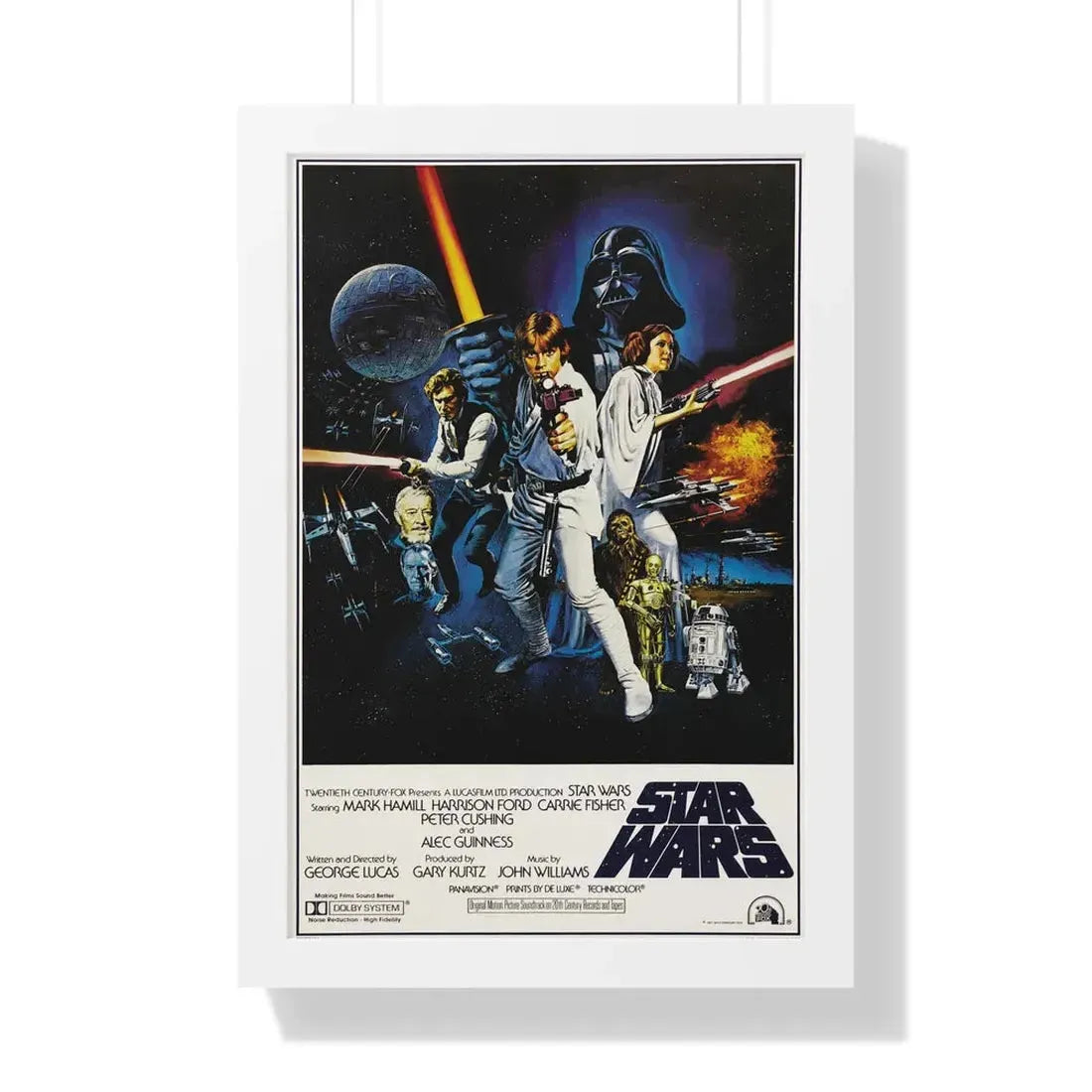 STAR WARS (3) 1977 - Framed Movie Poster 16″ x 24″ White - The Sticker Space