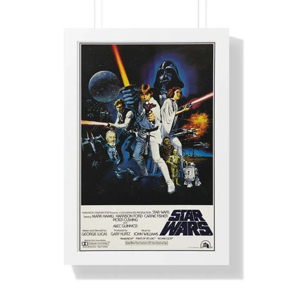 STAR WARS (3) 1977 - Framed Movie Poster 16″ x 24″ White - The Sticker Space