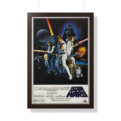 STAR WARS (3) 1977 - Framed Movie Poster 20" x 30" Walnut - The Sticker Space