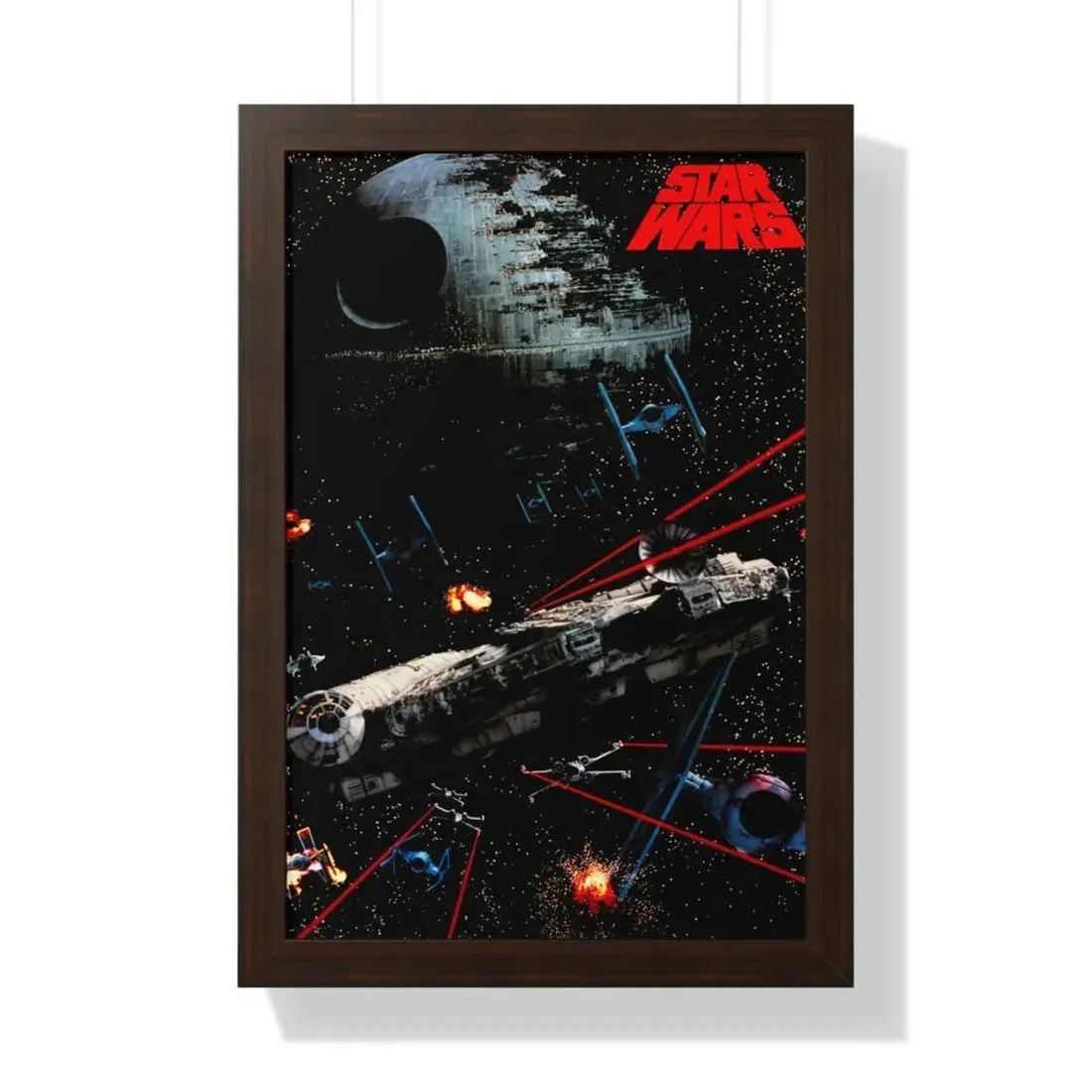 STAR WARS (4) 1977 - Framed Movie Poster 16″ x 24″ Walnut - The Sticker Space