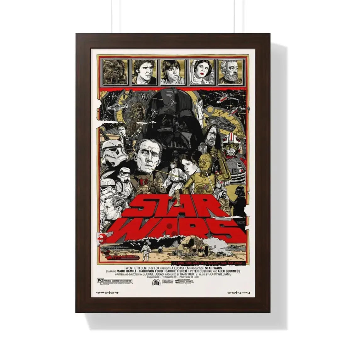STAR WARS (ALAMO) 1977 - Framed Movie Poster 16″ x 24″ Walnut - The Sticker Space