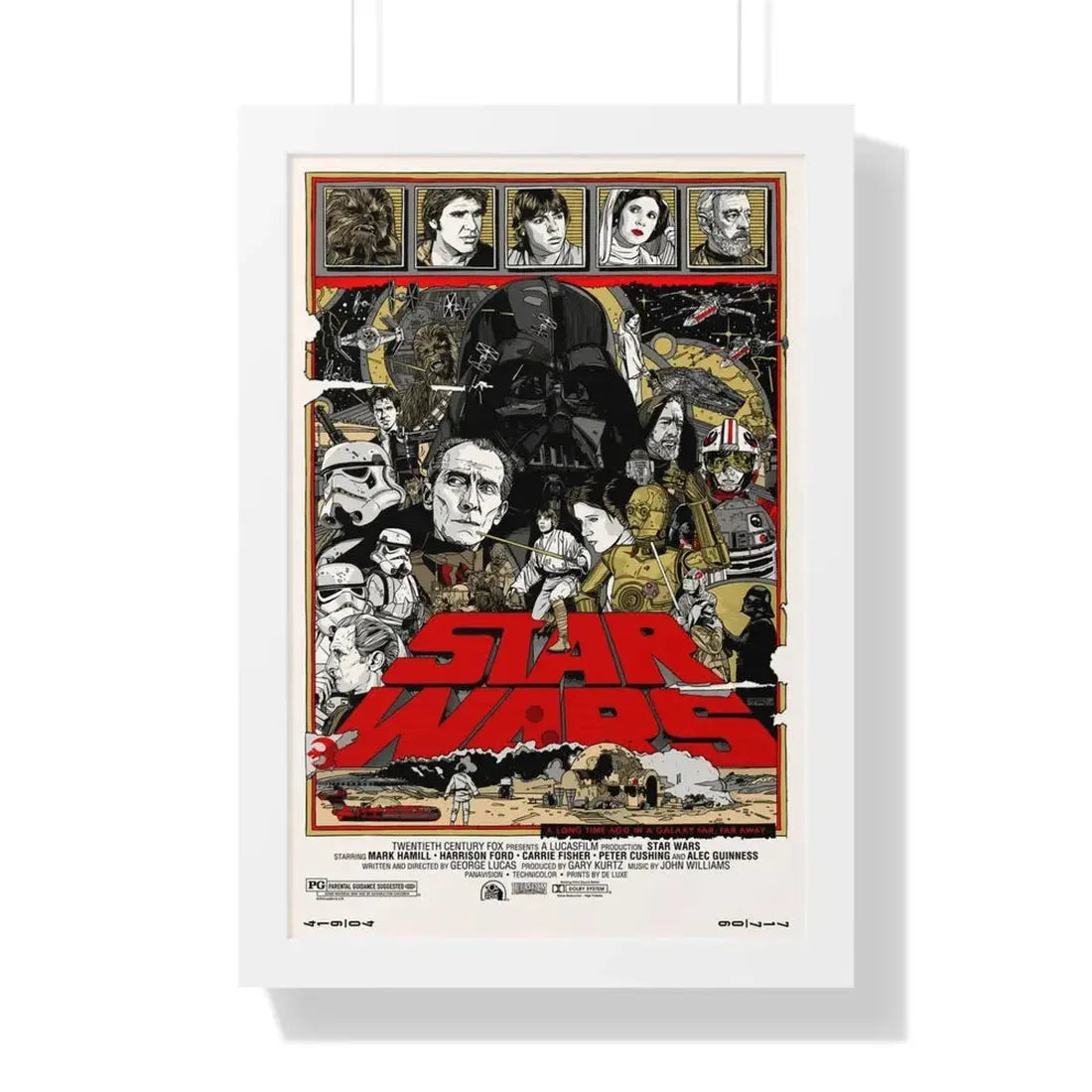 STAR WARS (ALAMO) 1977 - Framed Movie Poster 16″ x 24″ White - The Sticker Space