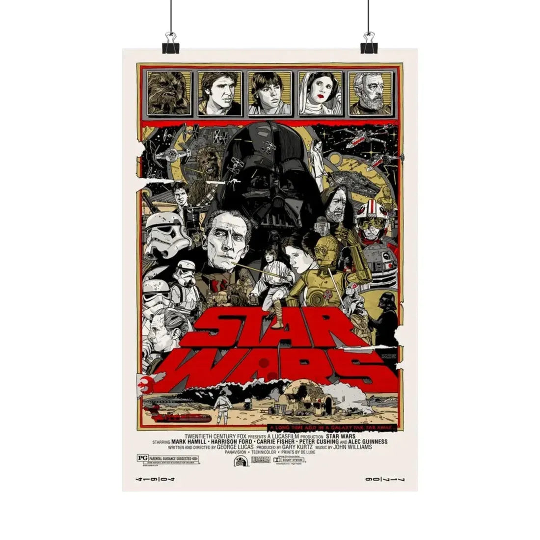 STAR WARS (ALAMO) 1977 - Paper Movie Poster 12″ x 18″ Matte - The Sticker Space