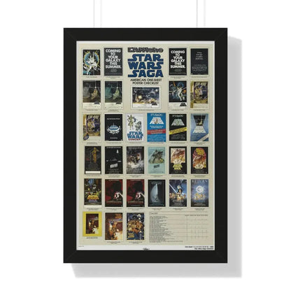STAR WARS CHECKLIST 1 1977 - Framed Movie Poster 16″ x 24″ Black - The Sticker Space