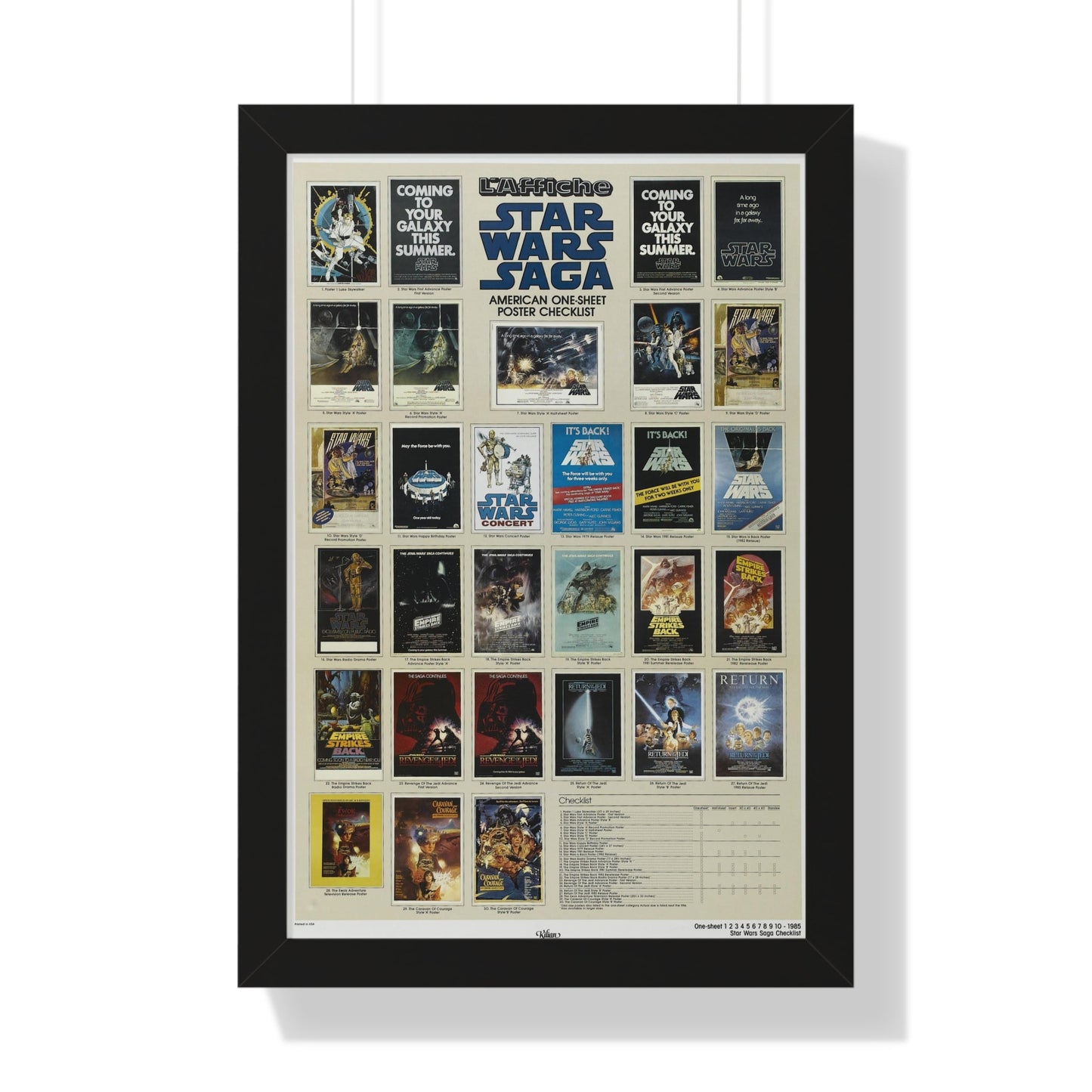 STAR WARS CHECKLIST 1 1977 - Framed Movie Poster-16″ x 24″-The Sticker Space