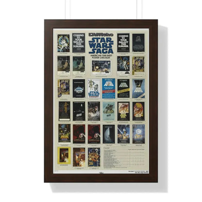STAR WARS CHECKLIST 1 1977 - Framed Movie Poster 16″ x 24″ Walnut - The Sticker Space