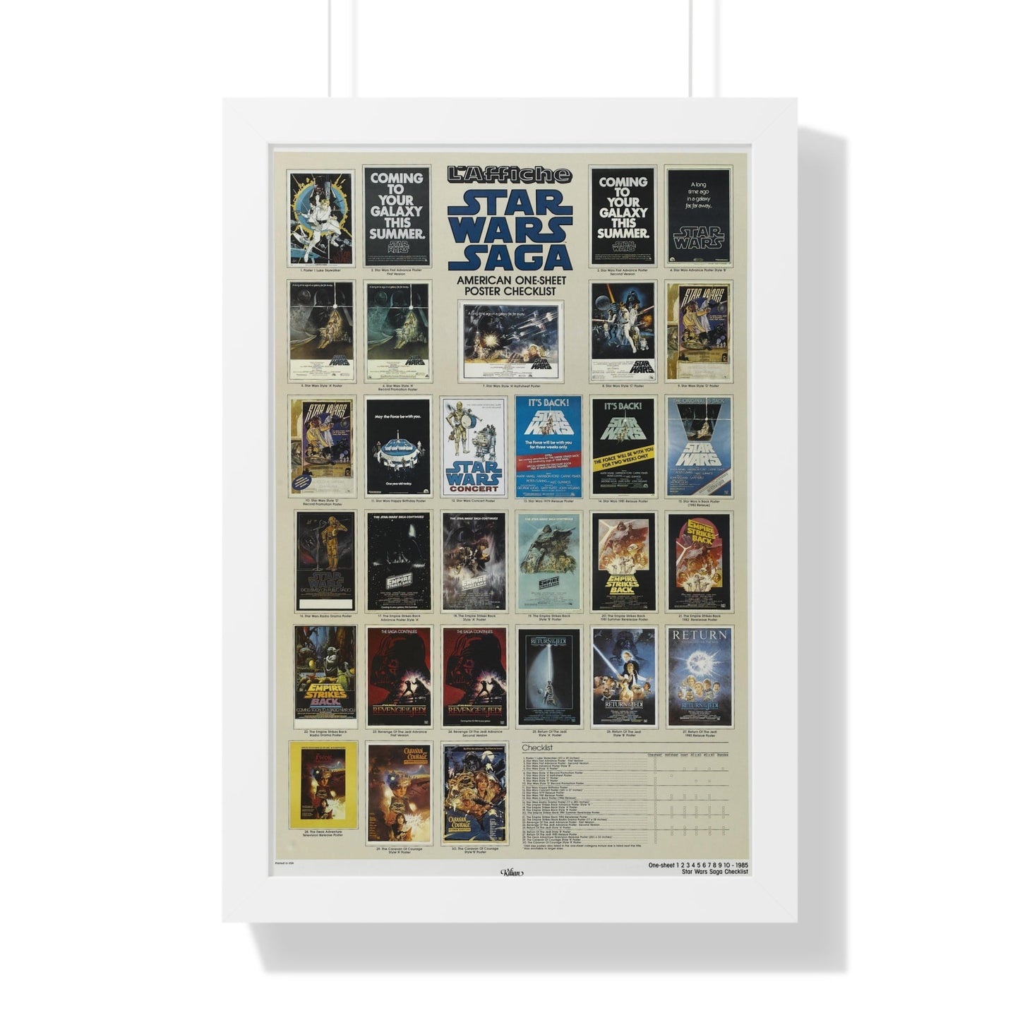 STAR WARS CHECKLIST 1 1977 - Framed Movie Poster-16″ x 24″-The Sticker Space