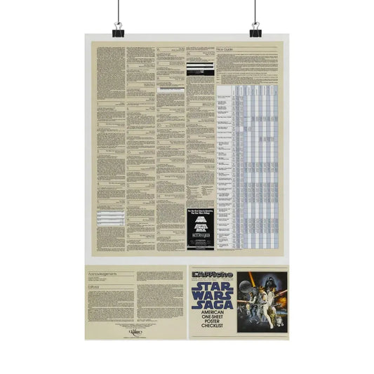 STAR WARS CHECKLIST 2 1977 - Paper Movie Poster 12″ x 18″ Matte - The Sticker Space