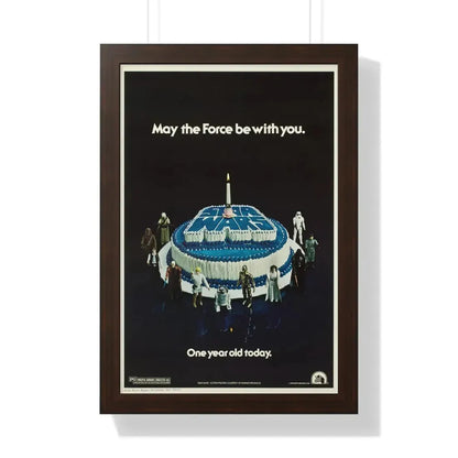 STAR WARS ONE YEAR ANNIVERSARY 1977 - Framed Movie Poster 16″ x 24″ Walnut - The Sticker Space