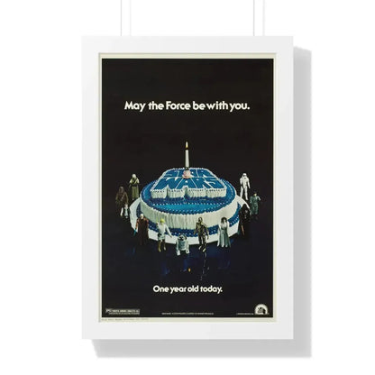 STAR WARS ONE YEAR ANNIVERSARY 1977 - Framed Movie Poster 16″ x 24″ White - The Sticker Space