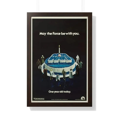 STAR WARS ONE YEAR ANNIVERSARY 1977 - Framed Movie Poster 20" x 30" Walnut - The Sticker Space