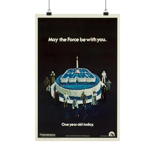 STAR WARS ONE YEAR ANNIVERSARY 1977 - Paper Movie Poster 12″ x 18″ Matte - The Sticker Space