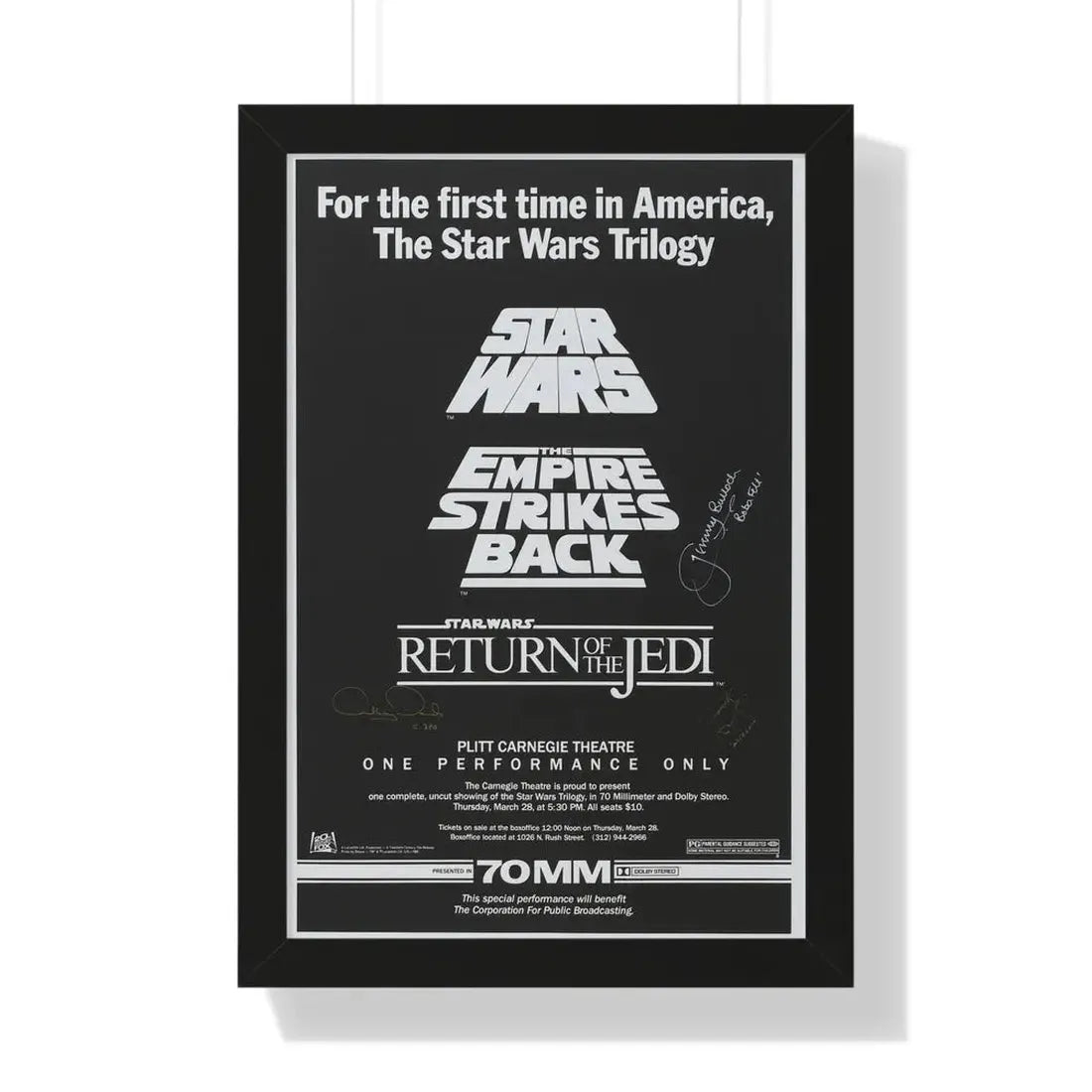 STAR WARS TRILOGY 70MM 1977 - Framed Movie Poster 16″ x 24″ Black - The Sticker Space
