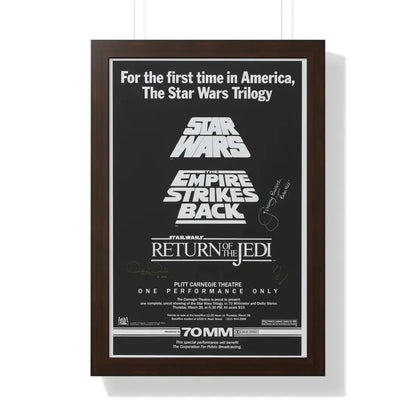 STAR WARS TRILOGY 70MM 1977 - Framed Movie Poster 16″ x 24″ Walnut - The Sticker Space