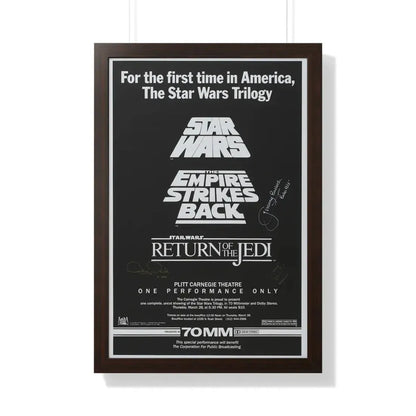 STAR WARS TRILOGY 70MM 1977 - Framed Movie Poster 20" x 30" Walnut - The Sticker Space